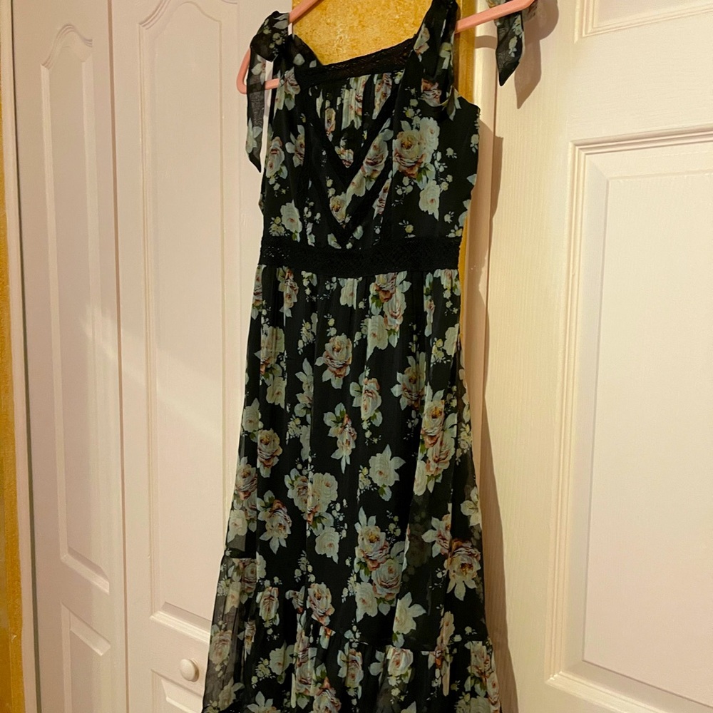 midi black with flowers dress